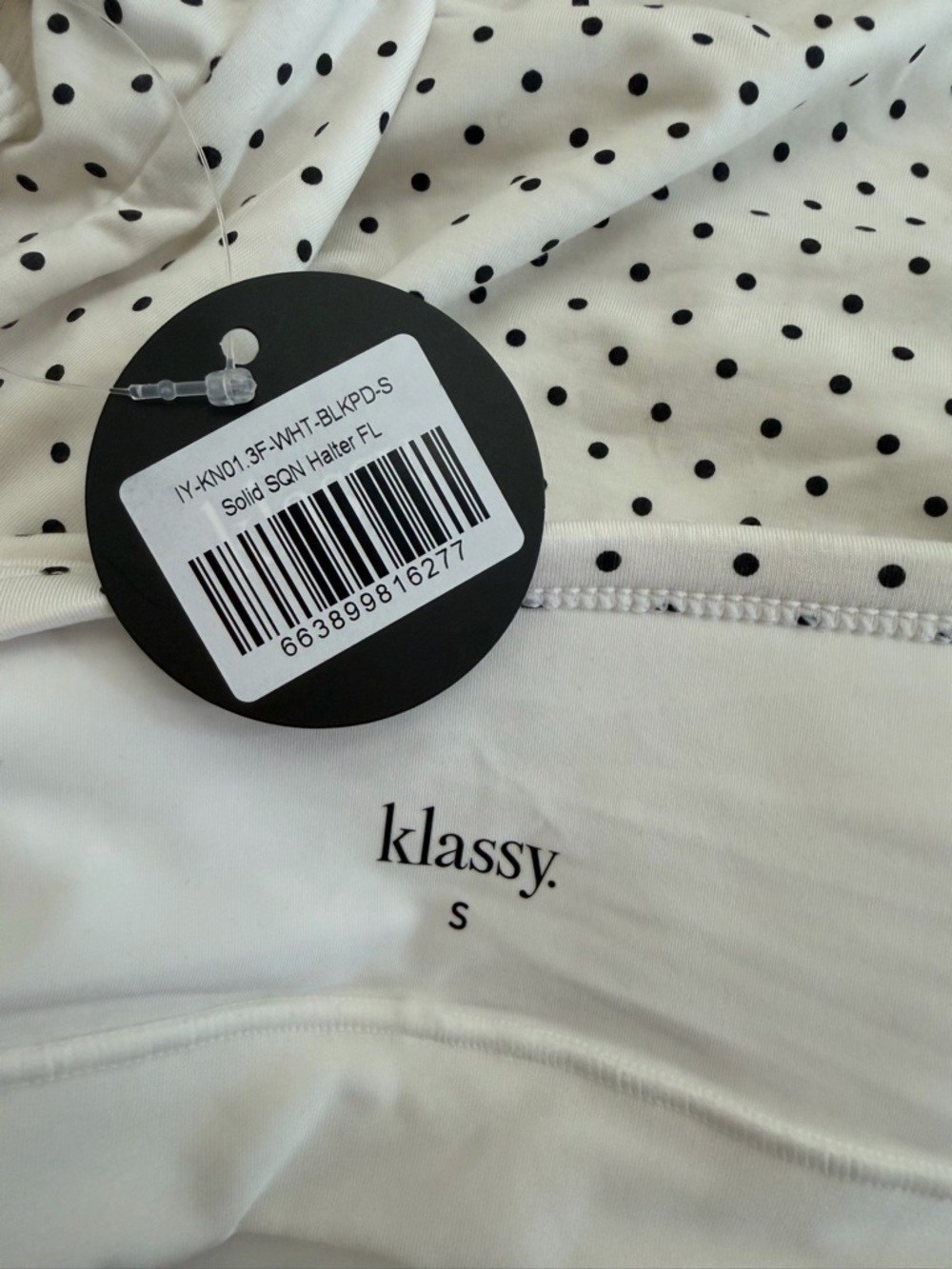 NWT Klassy Network Polka Dot White Halter Tank Top - small - Picture 3 of 3